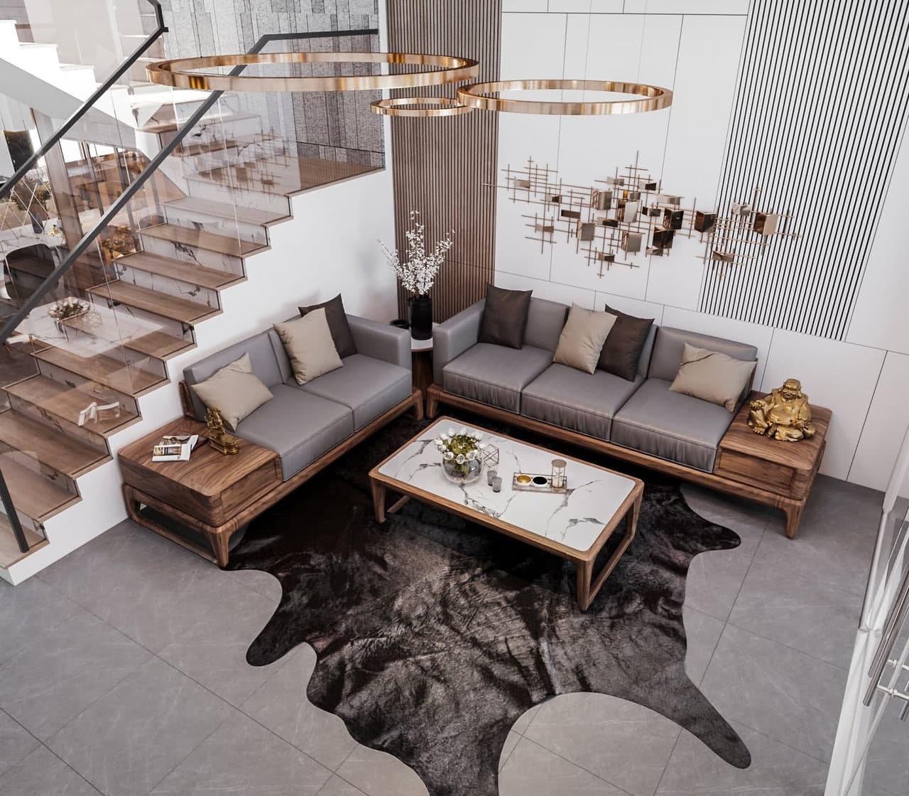 Thiết kế nội thất sofa gỗ Sồi tại thành phố Bắc Giang